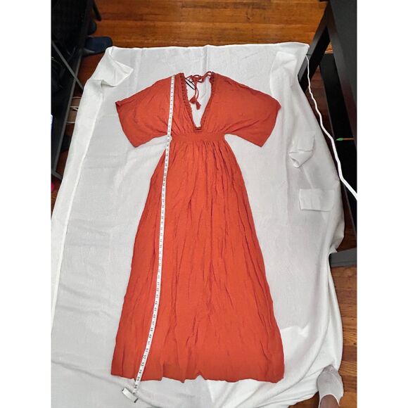 Forever 21 Orange Rust Flowy Boho Maxi Dress - Size S - Picture 4 of 6